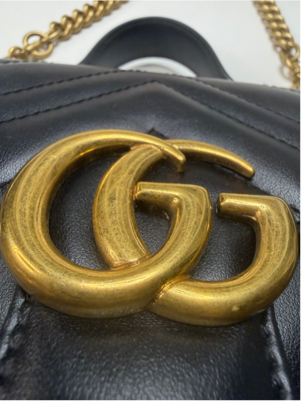 Women's Gucci Marmont Small Top Handle Bag in Black and Gold - Picture 3 of 16